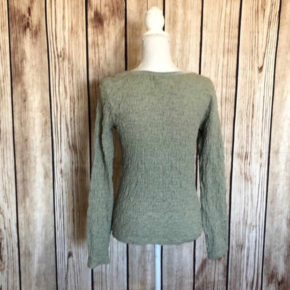 J. Jill Mint Smocked Blouse w/Velvet-style Trim SM - Picture 3 of 5